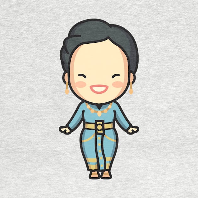 Cute Thai Woman in Traditional Clothing Cartoon by SLAG_Creative